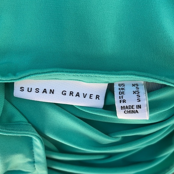 Susan Graver Solid Turquoise Flutter Sleeve Blouse XS - Picture 9 of 11